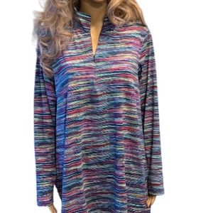 LANDSEND Women’s Plus Size Quarter Zip Mock Neck Rash Guard SPF 50 with …